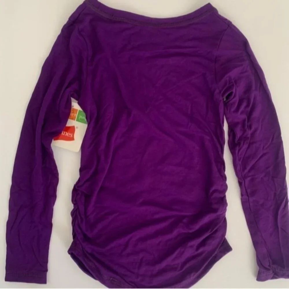 HANES Girl Shirred Graphic Long Sleeve - Picture 2 of 5